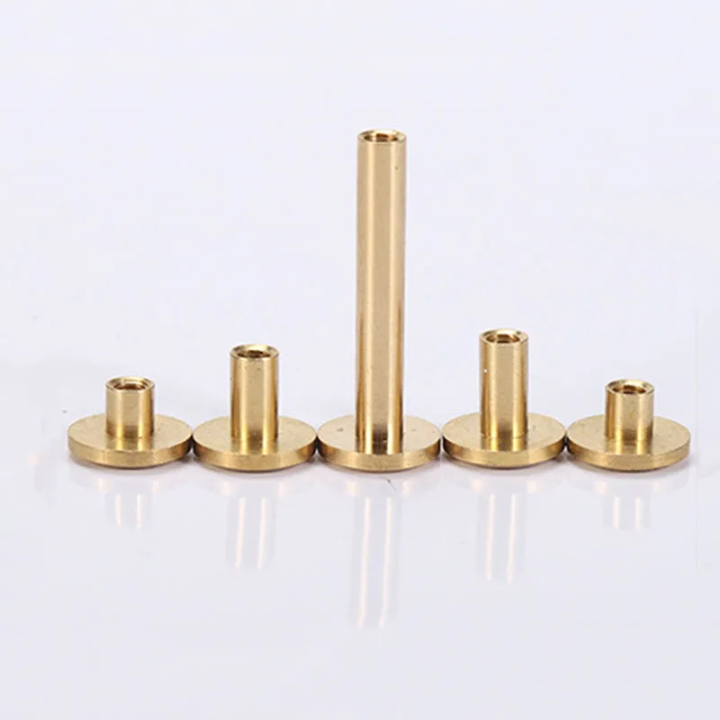 10pcs Brass Binding Chicago Screws Studs Rivets Slotted Belt Screw for Photo Album Desk Menu Wallet Fasteners Rod Length 3~30mm