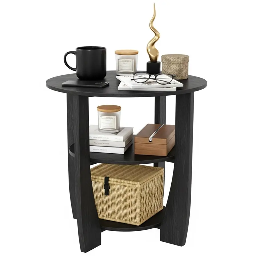 

End Table with Storage Shelf,3 Tier Modern Side Table, Sofa Recliner Side Table,Accent Coffee Table,Nightstand for Living Room