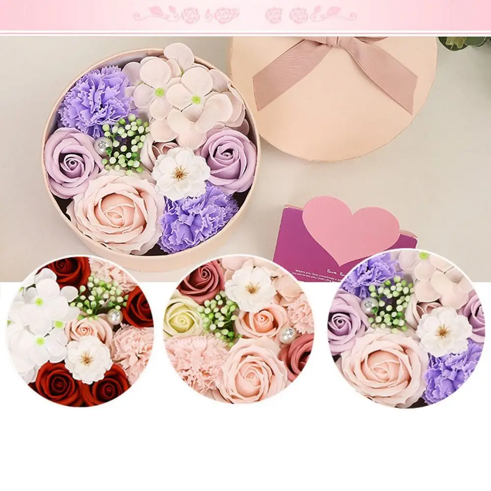 

Beautiful Flower Bath Soap with Stem Hand-made Flower Petals Flower Shaped Body Soap Round Bouquet Valentine's Day Gift