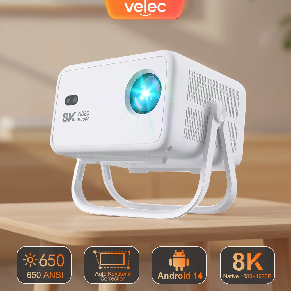 

Velec 8K Video Decode Projector TP350 650 ANSI 1080P Auto Focus Android 14 H726 Portable Outdoor Smart Home Theater Projectors