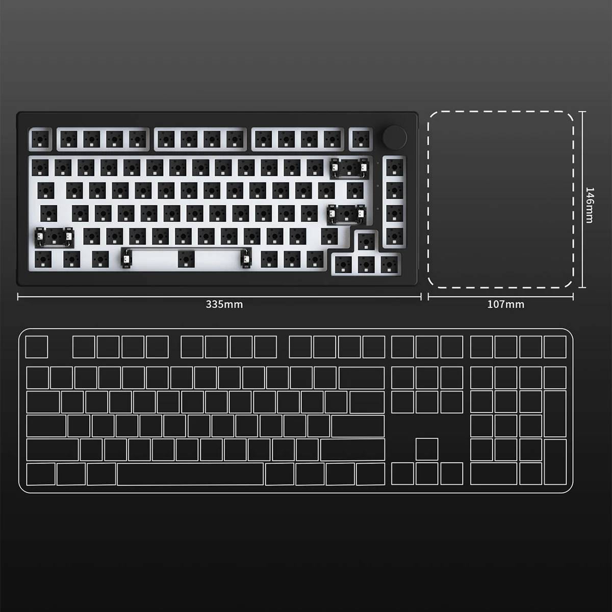 Akko 5075S VIA Barebone Keyboards Custom Hot-Swappable Mechanical Keyboard DIY Kit Gasket Mount with Knob RGB Backlit Hotswap image 5