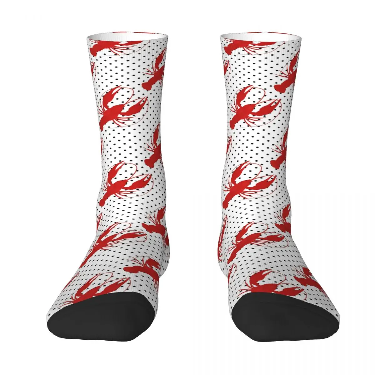 

Red Lobster Polka Dots White Socks Harajuku High Quality Stockings All Season Long Socks Accessories for Man's Woman's Gifts