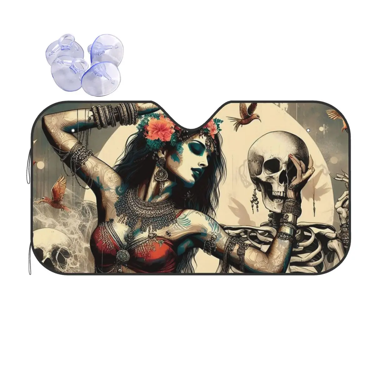 

Alexander Gothic Las Elegantes Girls Day Of Dead Skull Sunshade Windscreen Car Front Windshield Window Sun Visor Covers