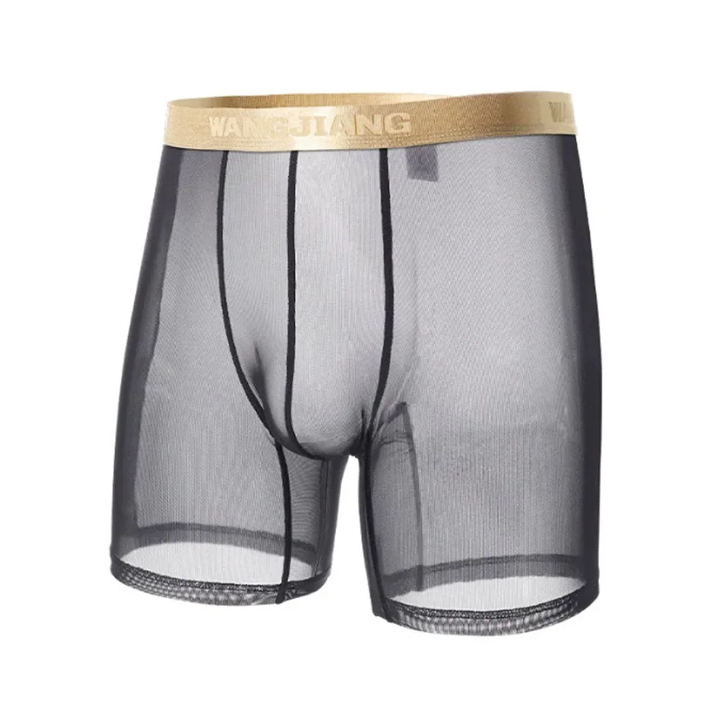 남성 메쉬는 초박형 원활한 속옷 복서 반바지를 통해 볼 수 있습니다. FlatCorner 트렁크 스트레치 긴 Boxershorts 남성
