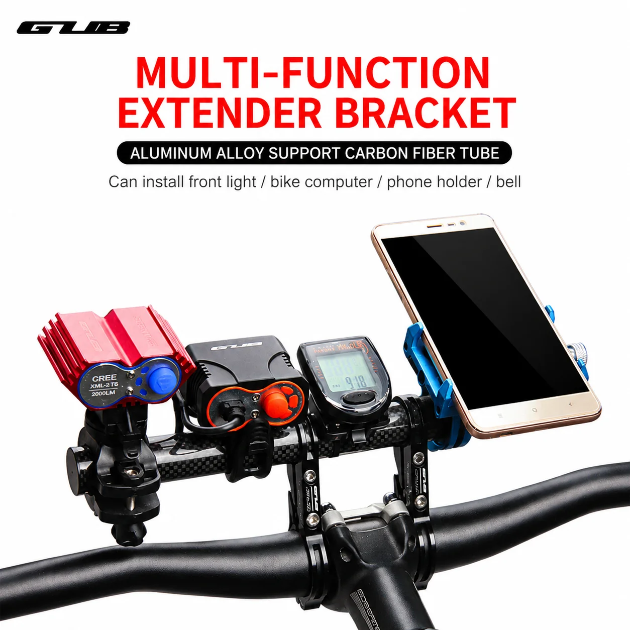 Extensor de Manillar de Bicicleta de Fibra de Carbono, Soporte de Extensión de Bicicleta de Aleación de Aluminio CNC para Ciclismo MTB