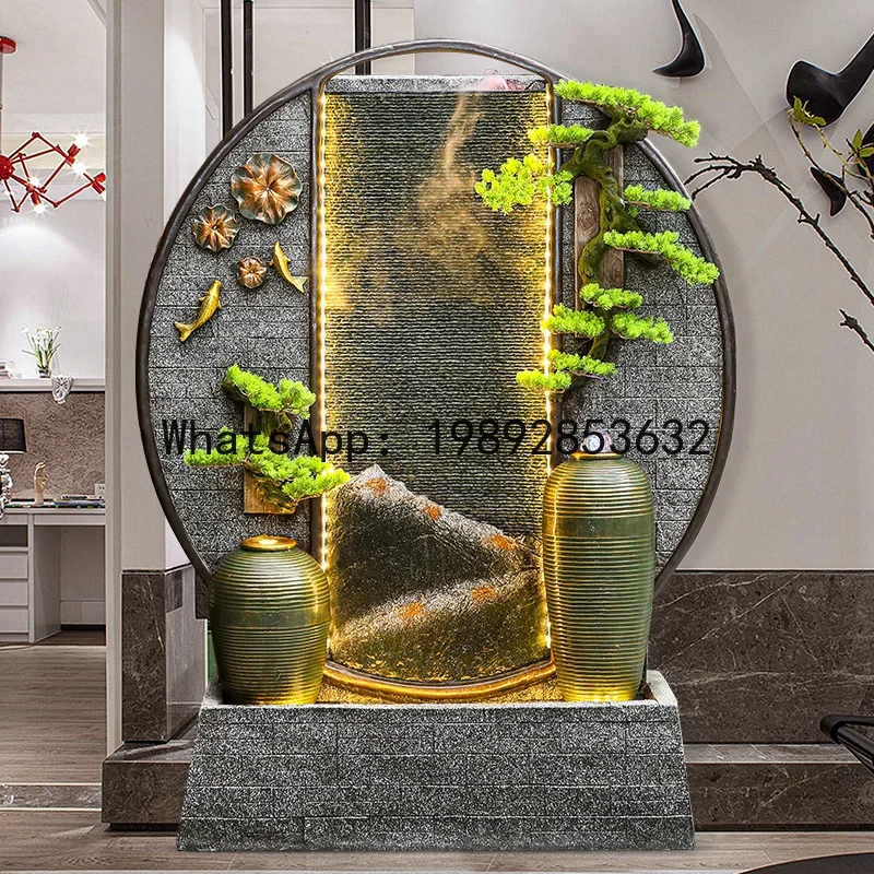 DSA Flowing Water Screen Partition Rockery Fountain Landscape Courtyard Outdoor Wealth-Attracting  Wheel Ornament