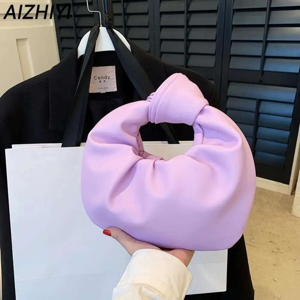 Borse annodate piccole da donna di lusso con manico superiore increspato borsa Hobo in pelle PU borse per gnocchi a tracolla borse con pochette a