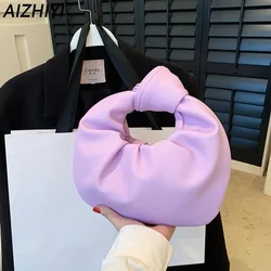 Borse annodate piccole da donna di lusso con manico superiore increspato borsa Hobo in pelle PU borse per gnocchi a tracolla borse con pochette a nuvola pieghettate