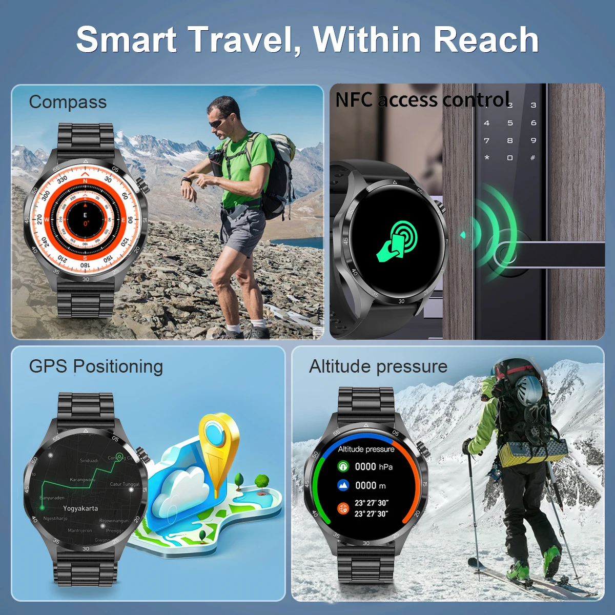 GT4 Pro-reloj inteligente con GPS para hombre y mujer, pulsera con Pantalla AMOLED HD, Bluetooth, llamadas, NFC, resistente al agua IP68, control