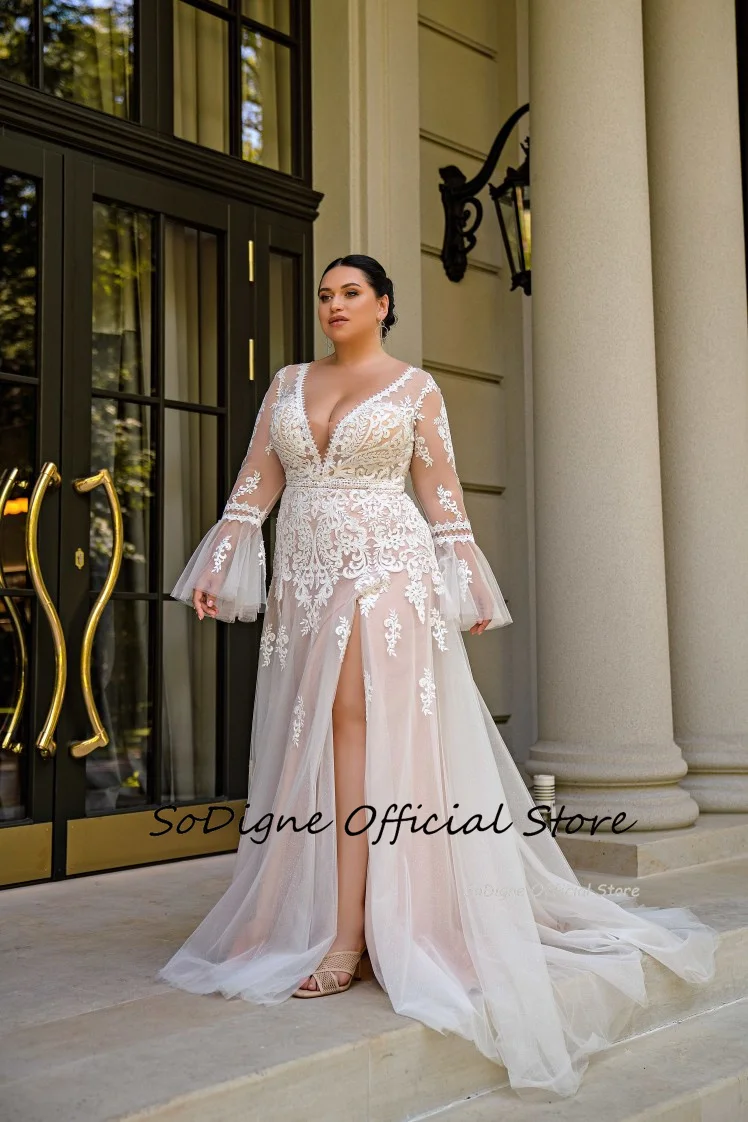 SoDigne A-line Boho Wedding Dresses V-neck Full Sleeves Appliques Bridal Dress 2025 Bridal Gowns vestidos de novia Customized ﻿