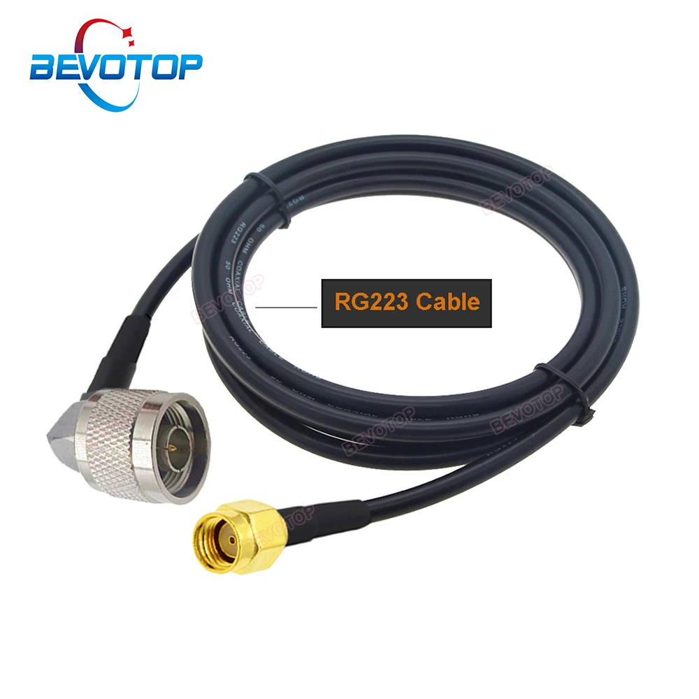 RP-SMA Male to N Male Right Angle 90° Plug RG223 Cable Low Loss Double Shielded 50Ohm RF Coaxial Cable Extension Jumper Cord