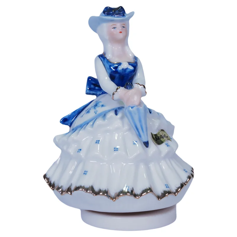 Merchandise Ornament Antique Music Box Porcelain Ceramic Music Box Mechanical Clockwork Rare Gifts Nostalgic Soft Clothing Old T