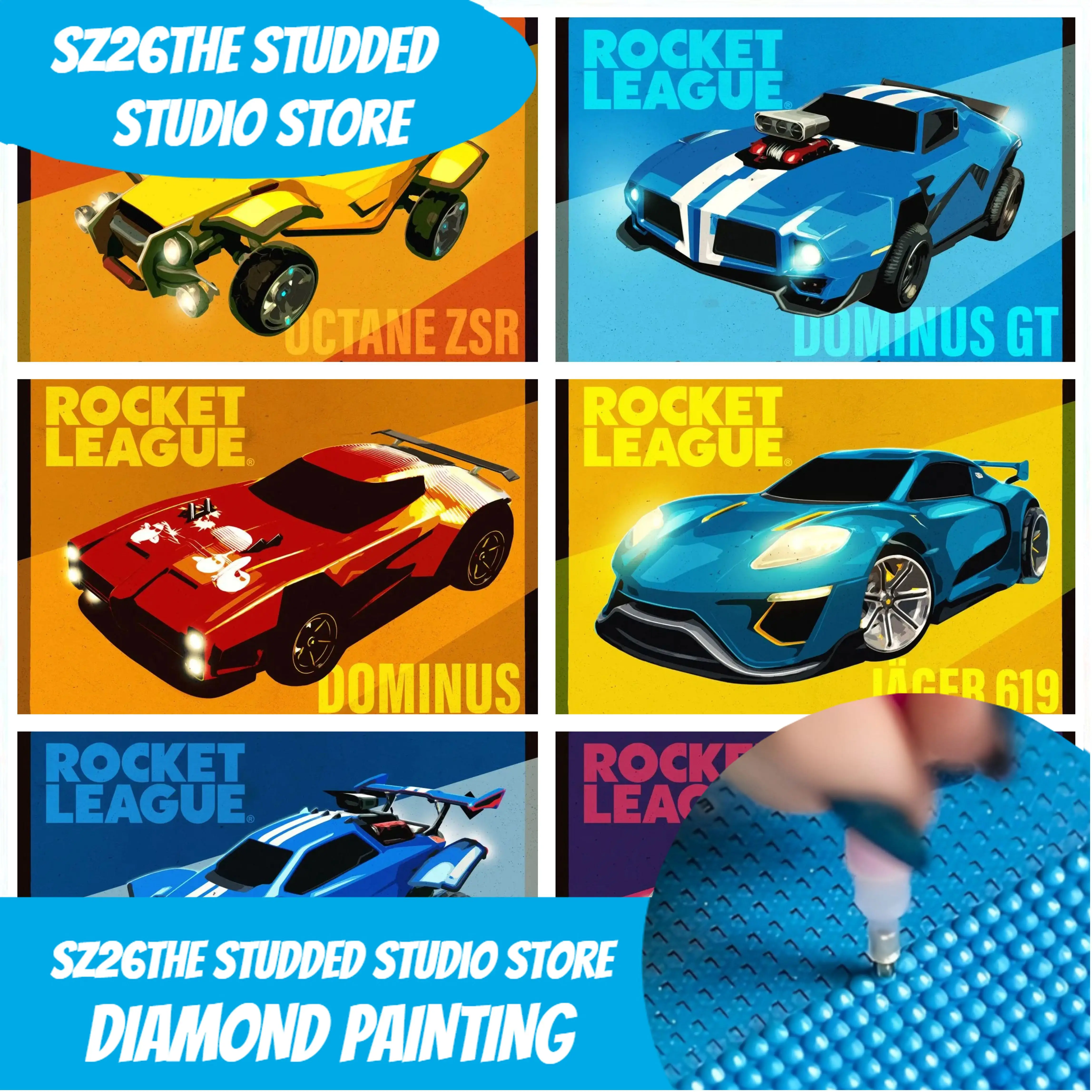 Sz26The Studded DIY Diamond Art Painting Kit Rocket League G