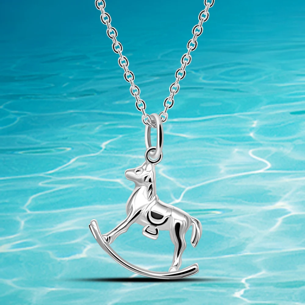 Cute Animal Horse Pendant Necklace 925 sterling silver necklace for women Horse to success Women necklace party birthday gift