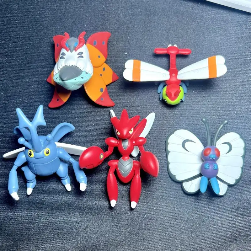 5pcs/set PC Center Insect series Pokemon UG OUT Insect chirping move pendant Butterfree Scizor Action Figure Model Toys Gift