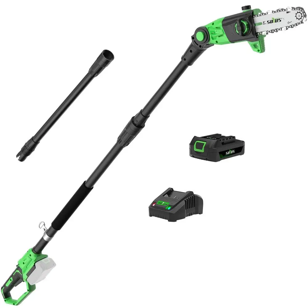 Cordless Pole Saw Tree Trimmer 8" Electric Chainsaw 15ft Reach Auto Oiling Adjustable Angle