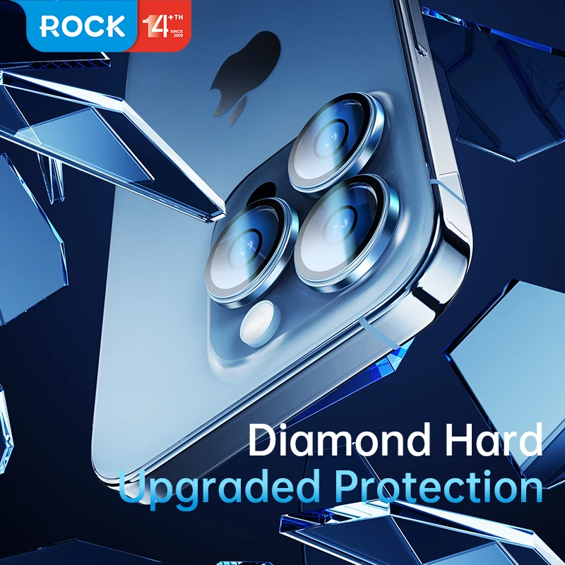 ROCK Lens Protectors Tempered Glass for iPhone 15 Pro Max Lens Metal Ring Protector Glass for iPhone 15 Plus 15 Pro Camera Film