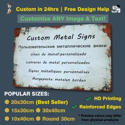Custom Metal Tin Sign Vintage Wall Art Poster Personalise Room Decoration, Dropshipping Wholesale Personalized Gift Free Design
