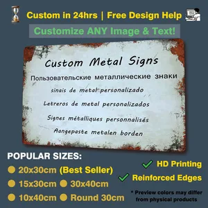 Coster de arte de lata de metal personalizado Póster de arte de pared Vintage Personalizar la decoración de la habitación, Dropshipping al por mayor de regalos para regalos gratis diseño gratuito 8 Mejores signo comercial personalizado de ventas - №3