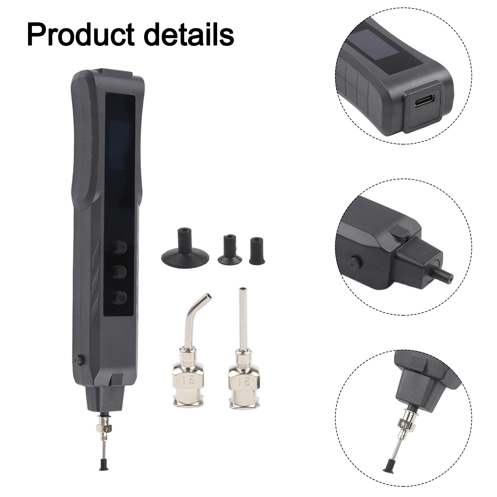 HR35 Electric Vacuum Pen With TFT Display For IC Chip Pickup ESD Safe Desoldering Tool Electronics Repair Kit