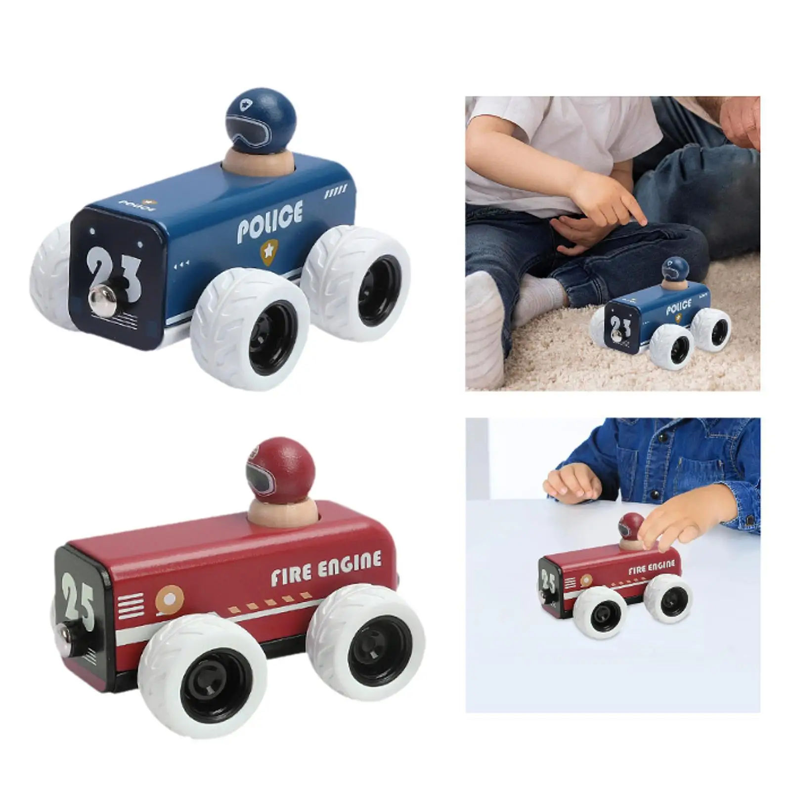 Wooden Pull Back Car Cute Early Educational Party Favor Infant Play Vehicle for Kindergarten Preschool Baby Children Boys Girls