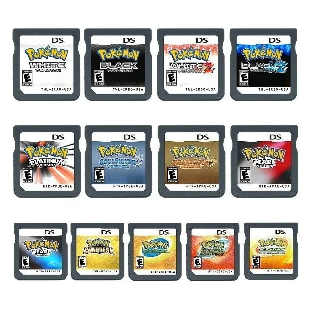 NDS Game Cartridge Pokémon Series Platinum, Guardian Signs, HeartGold, SoulSilver, White 2, Black 2, US Version, English Game