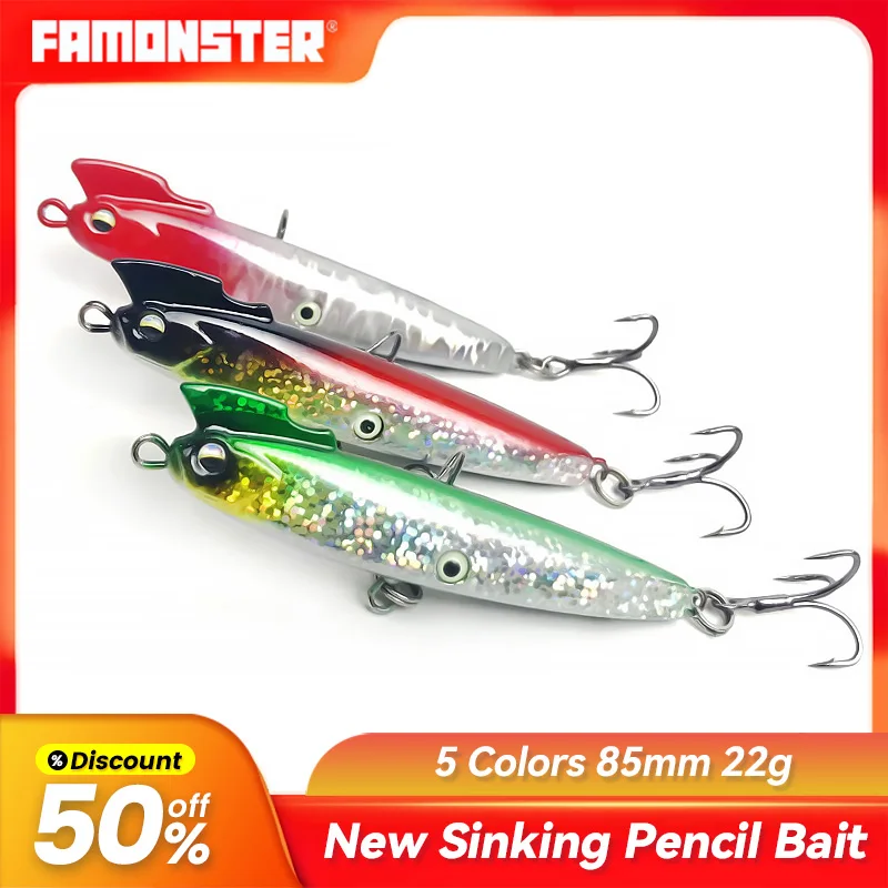 

Famonster Fishing Lure 10g14g17g22g Submerged Sinking Pencil Gear Long-range Luya Bait Trolling Hook Wobblers Pike Bass Winter