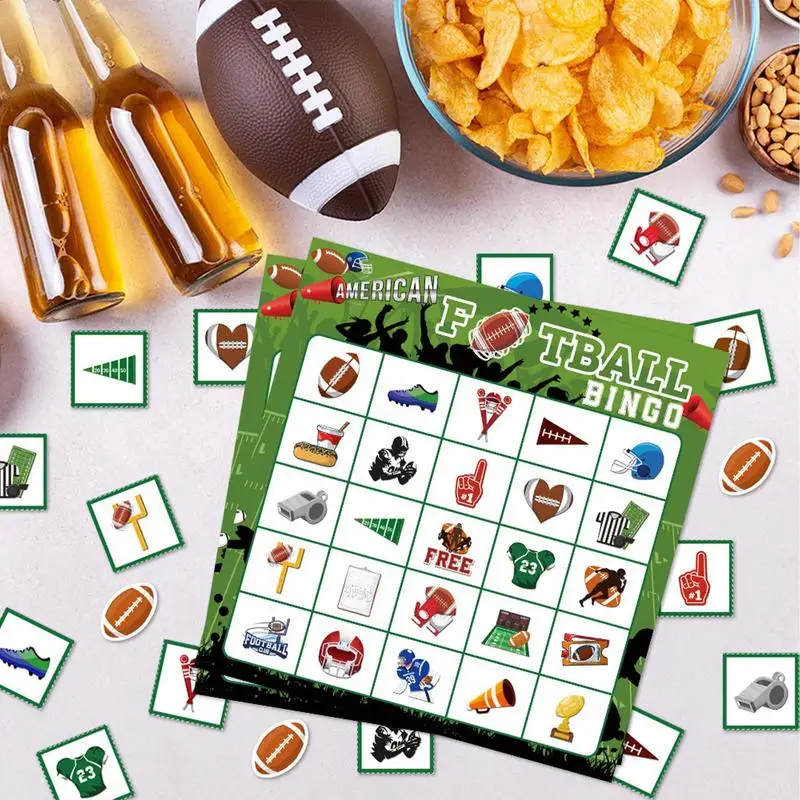 

Family Bingo Game 24 Players Calling Card Set Football Themed Challenge Game Decks Family Board Game For Kids Teens Adults