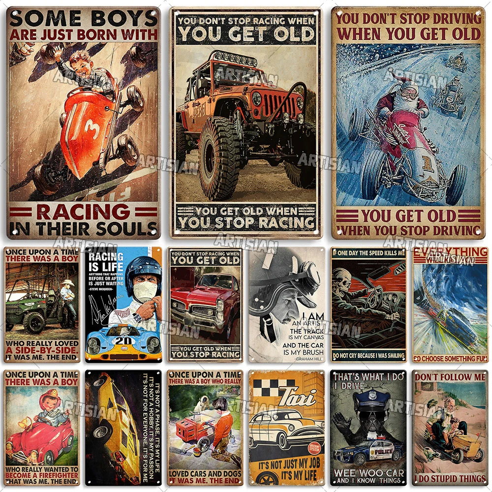 Artisian Driving Racing Metal Poster Truck Driver Plaque Tractor Vehicle Car Trucker Decorative Plate Wall Decor Garage Bar Pub