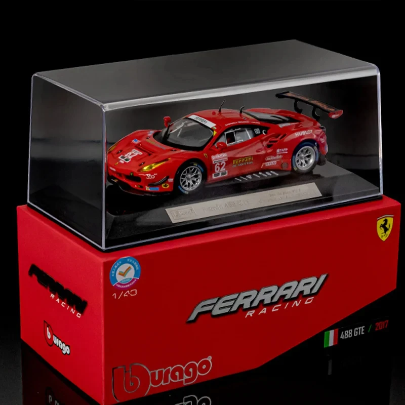 NEW 2023 Bburago 1:43 Ferrari 296 GT3 Rally Car Wrc Acrylic Box Packaging Car Model Edition Alloy Luxury Vehicle Toys Kids Gift