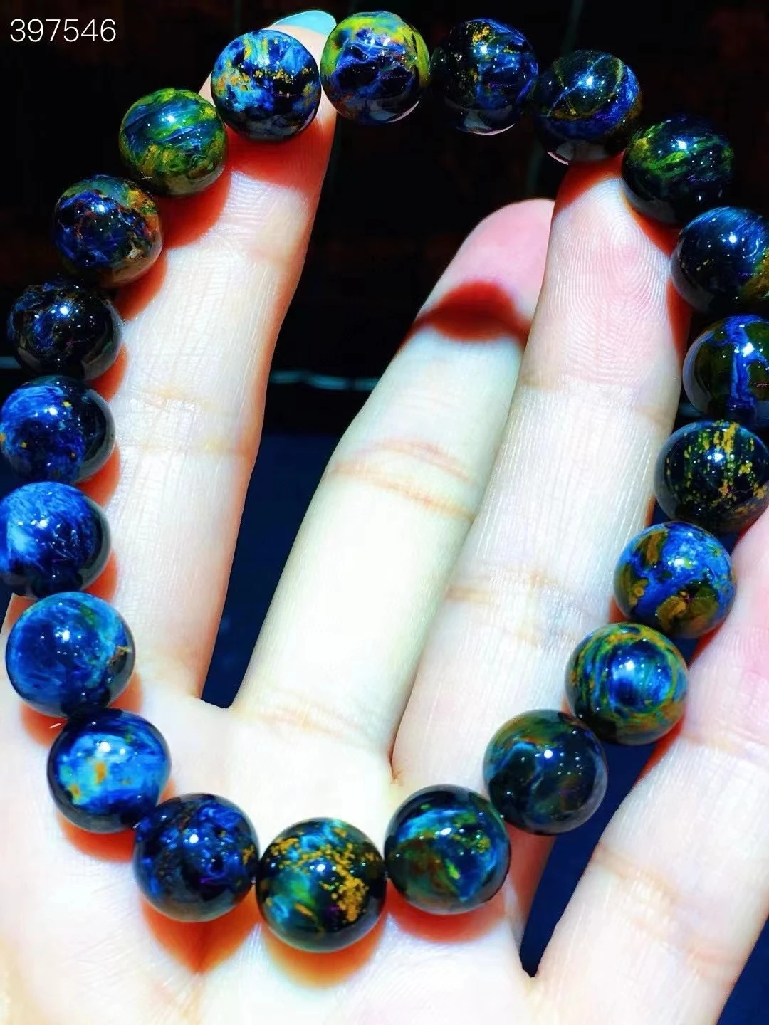 

Natural Blue Pietersite Women Chatoyant Bracelet 9.8mm Round Beads Cat Eye Namibia AAAAA