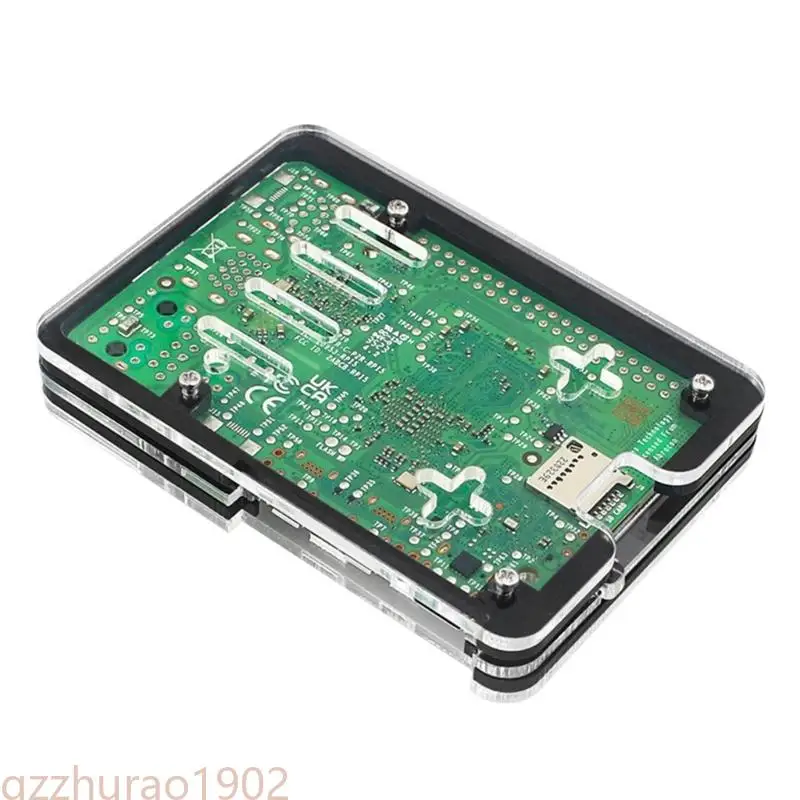 97QB Acrylic Case Bundle with Active Cooling Fan For RPI5 Board Cooling Case and Secure Protector Radiator