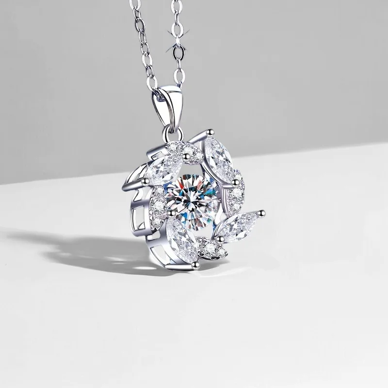 1CT D Color Moissanite Windmill Dynamic Pendant S925 Sterling Silver GBA Certified Bestseller Women's Necklace Free Gift Box