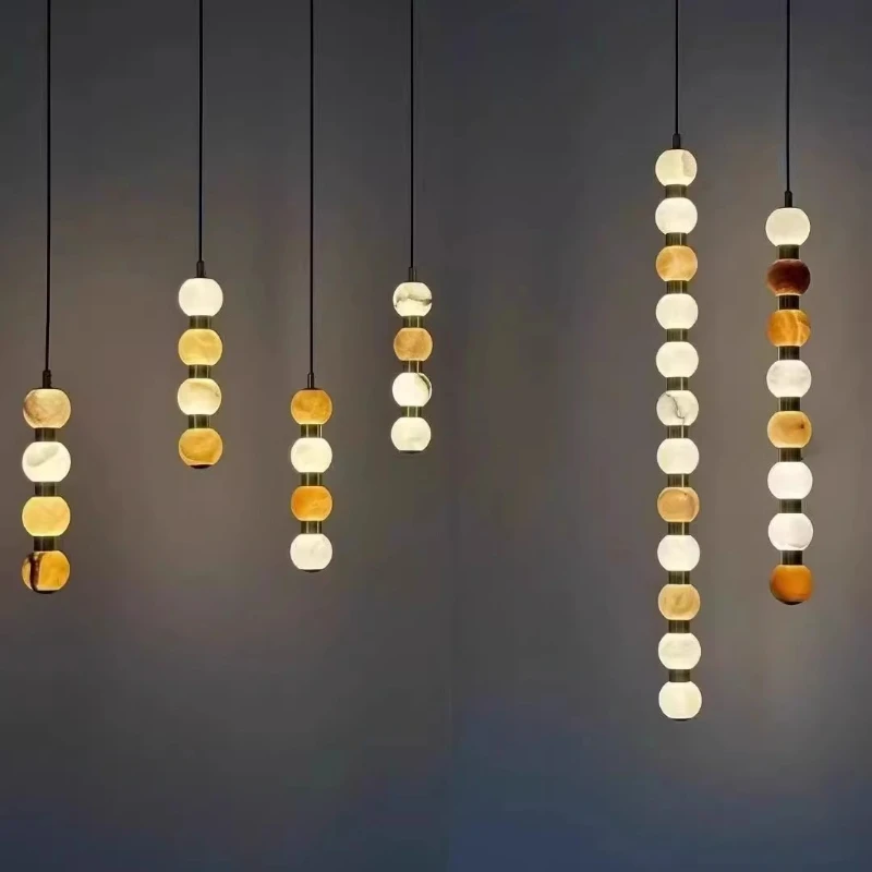 

Spain Natural Marble Chandelier Parlor Bedroom LED Pendant Light Luxurious Home Decoration High-end Ceiling Chandelier Luminaire