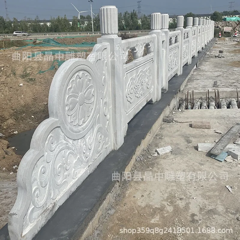Customized stone carving, white marblerailing, guardrail, flag-raising platform, river fence, stone arch bridge, stone ma