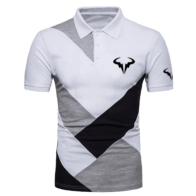 2024 Summer Men's Rafael Nadal Symbol Logo Print Fashion Color Collision Design Quick Drying Lapel Collar Comfortable Polo Shirt