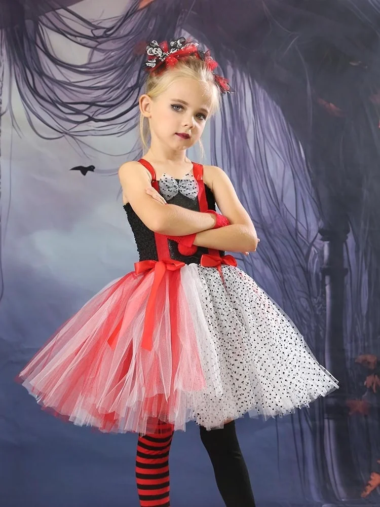 Children's Halloween Cosplay Costume Joker's Revenge Performance Puffy Dress Party Joker Girl Tutu Dress