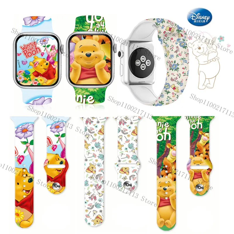 

Disney Winnie the Pooh series Silicone strap for Apple S8765432SE full Replacement watch band 38mm 41mm 44mm 45mm birthday gifts