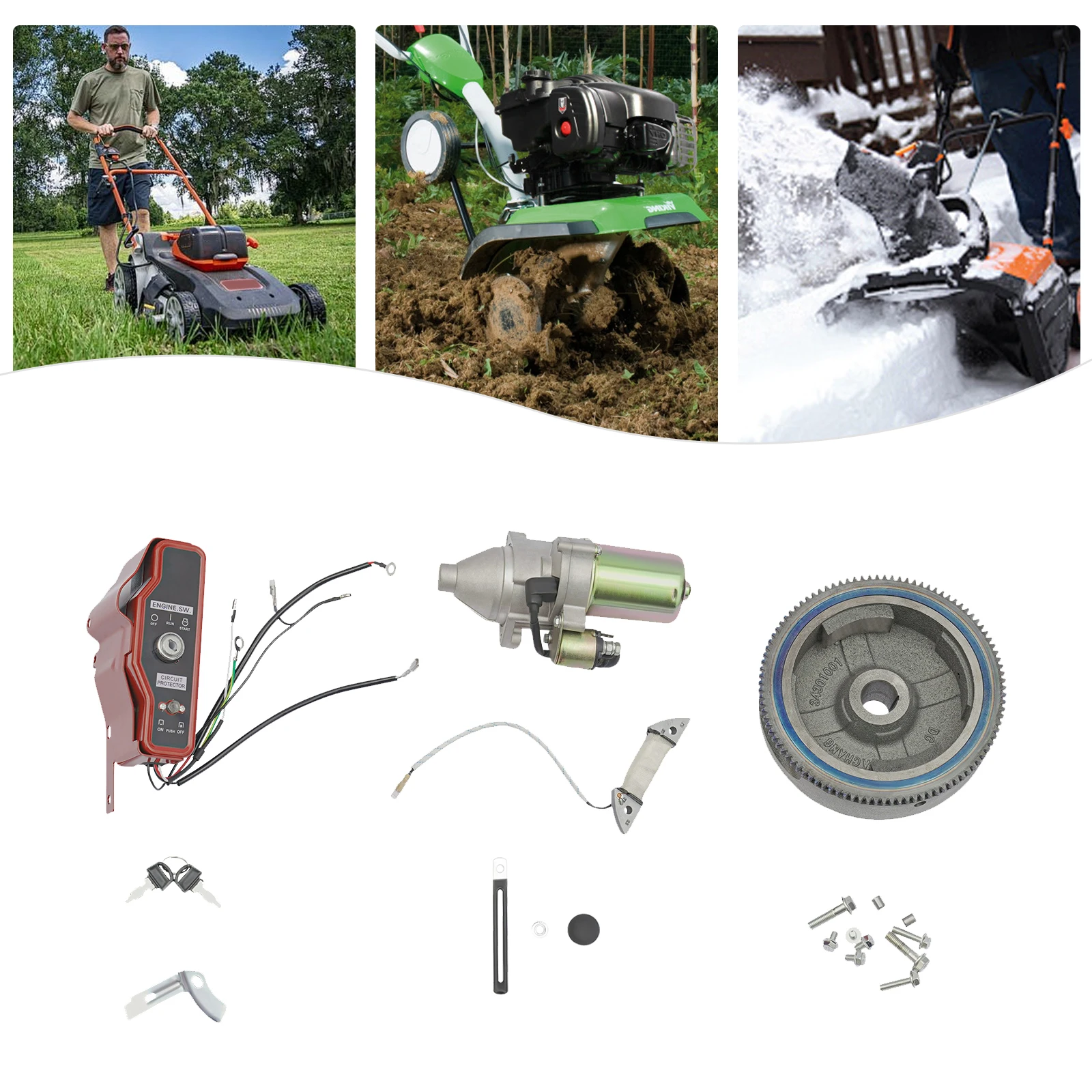 

Electric Start Kit Flywheel Starter Motor with Key Switch Box , Coil Ignition for HONDA GX340 11HP GX390 13HP