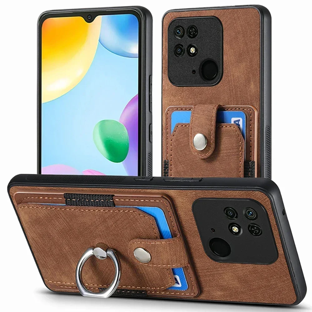 

Luxury Case For Xiaomi Redmi Turbo 3 5G 2024 Ring Leather Back Cover For Redmi 13C 12C 12 C 11A 10C 10A 9T 9A 9C NFC A3 Funda