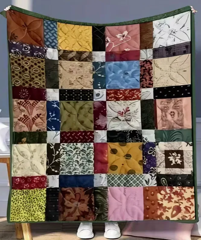 Vintage Patchwork Art Blanket Handcrafted with Diverse Patterns, A Home Art Piece That Carries The Warmth of Time An Essential