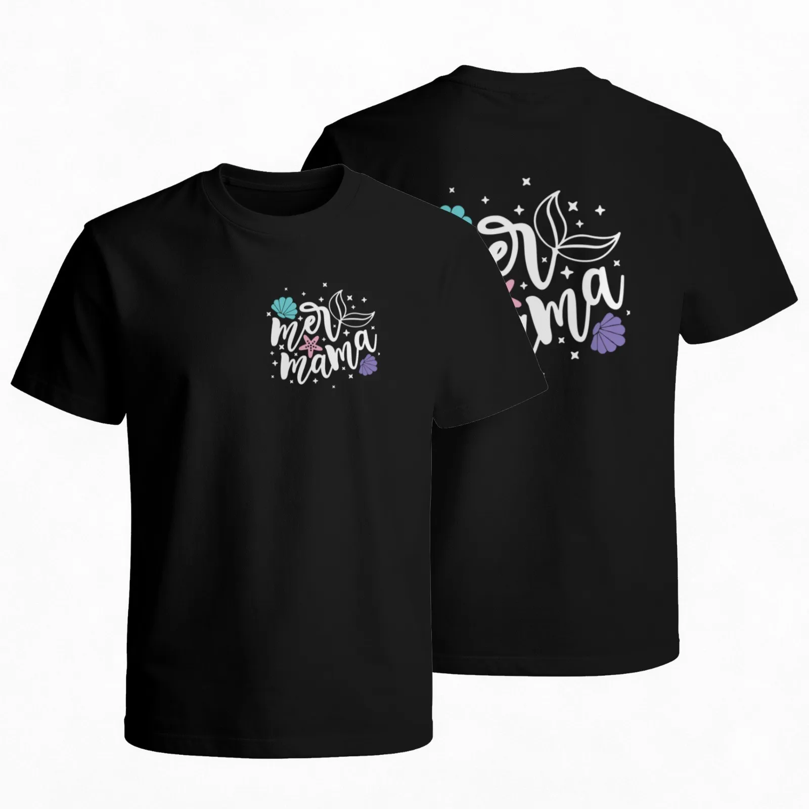 Mer Mama Mermaid Graphic T-Shirt Breathable Cotton Crew Neck Short Sleeve Tee for Women