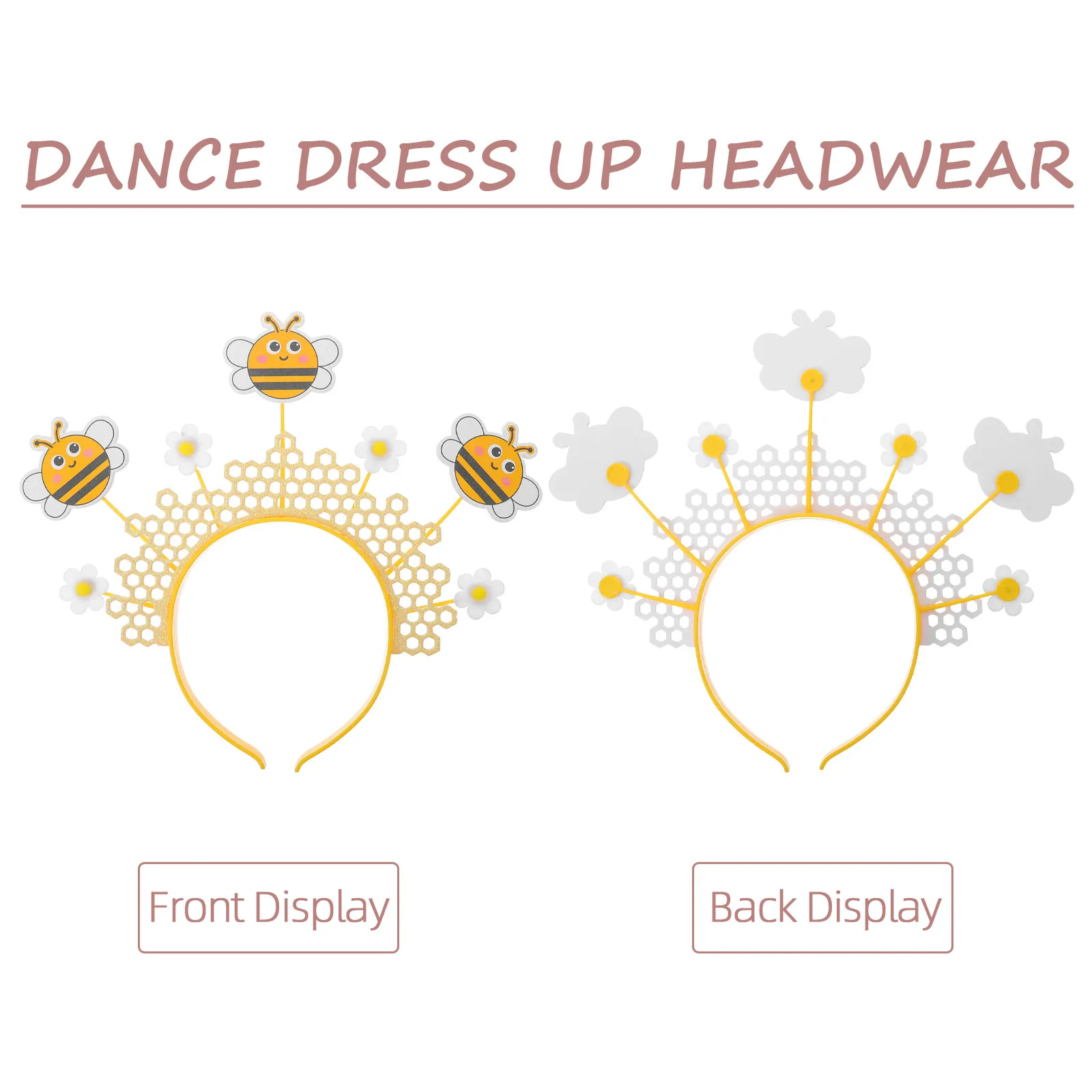 Bee Headband Decorative Honeycomb Flower Honeybee Headwear Party Photo Props Bumblebee Costume Accessories Festival Headband - view 6