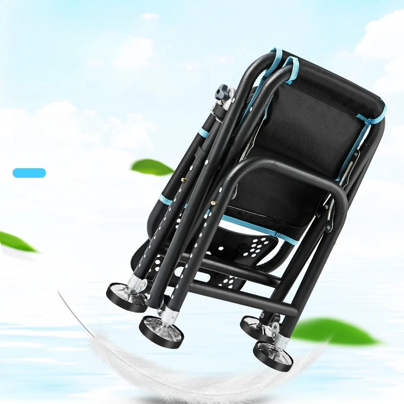 Folding Fishing Chair with Adjustable Backrest, Heavy Duty Metal Camping Seat for Outdoors, Portable Reclining Stool