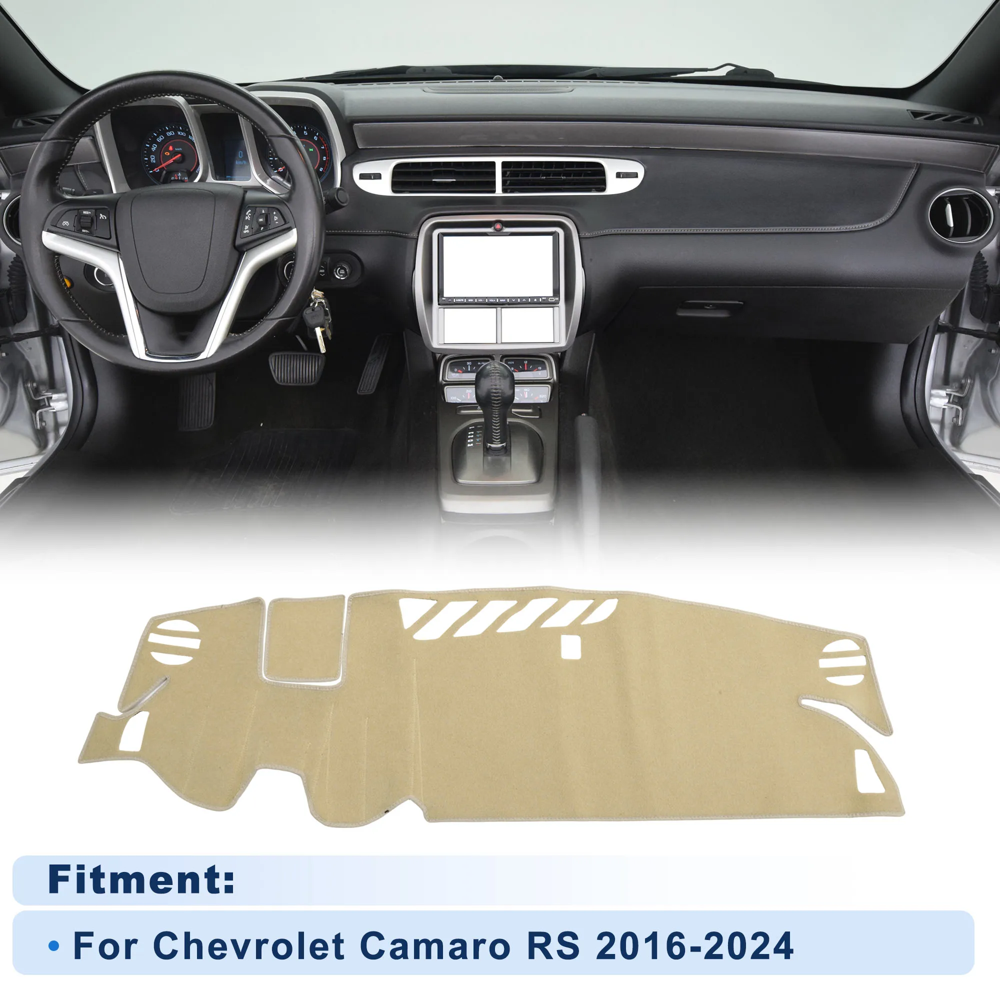 

Накладка на приборную панель UXCELL для Chevrolet Camaro RS 2016-2024 с HUD, полиэстер, бежевый, 1 комплект