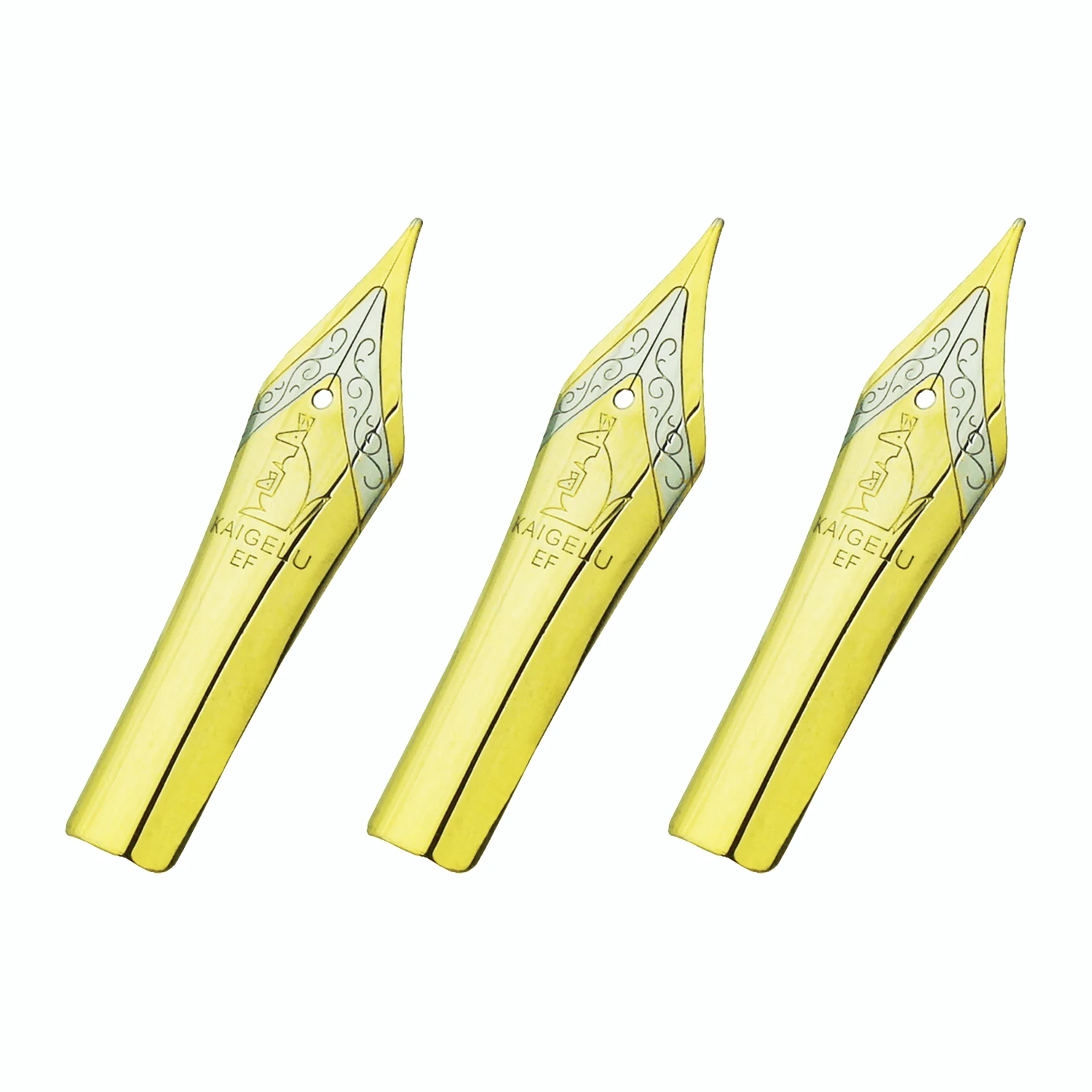 3PCS Original Kaigelu Fountain Pen Nibs #6 Nib Golden EF F M Size Compatible with Jinhao 100, 450, Yongsheng 699, Majohn T1, C1