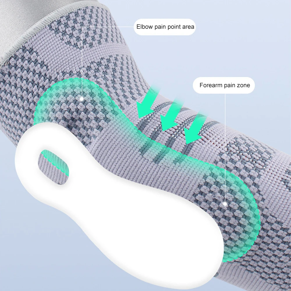 1 Stück Ellbogenbandage, atmungsaktive Ellbogen-Kompressionsmanschette mit Gel-Polster für Golfer-Ellbogen, Tennisarm und Sehnenentzündung – Detail 6