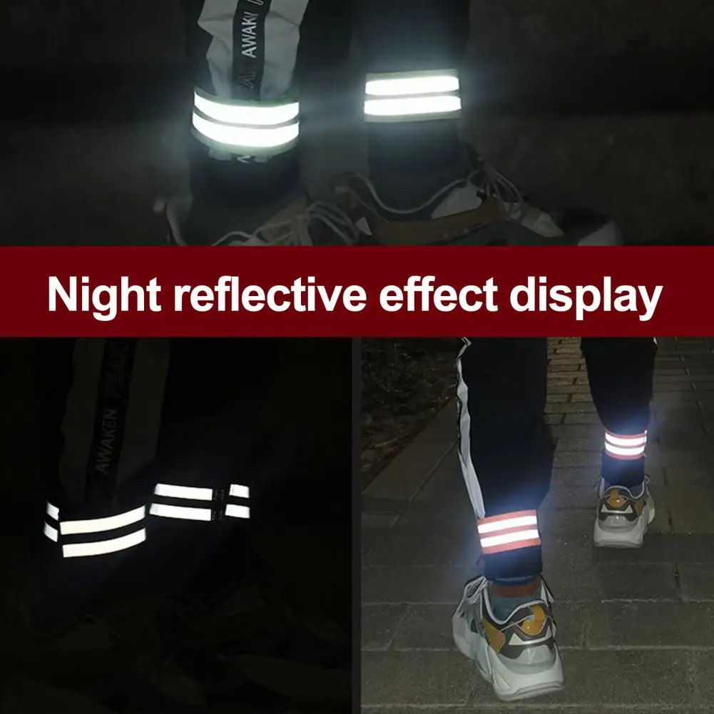 4Pcs Running Reflective Arm Bands for Wrist Ankle Leg LED Reflector Armband Night Cycling Safety Light Tape Led Bracelet Strap