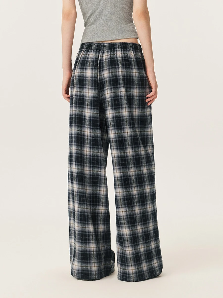 YESCCI Vintage Plaid Pants 2026 New Wide Leg Women's Pants And Trousers Soft Breathable Checkered Trousers Clothing Y716082196