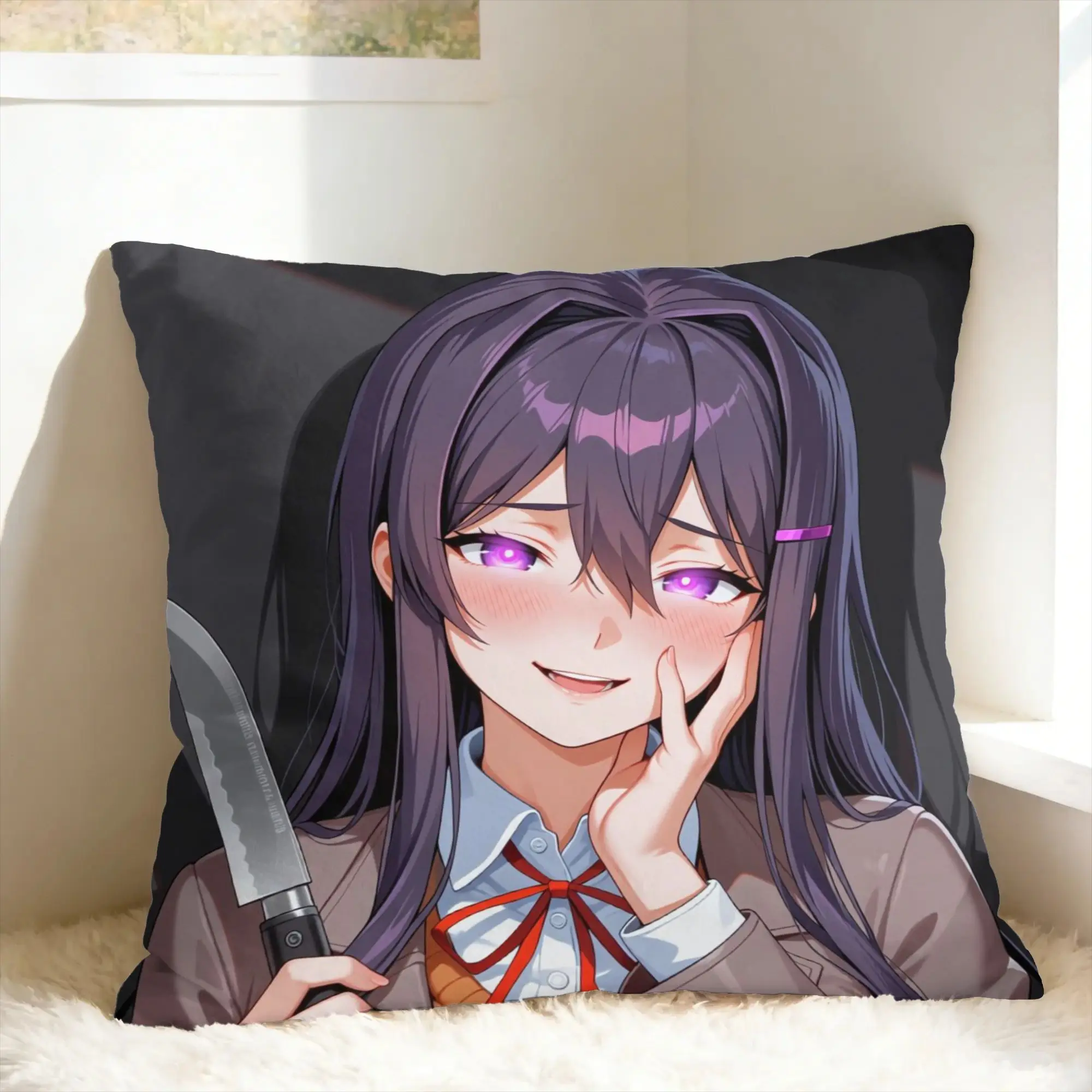 DDLC Anime Girl Y-Yuri Pillow Cover  Comfy Cushion Cover Fashion Pillow Case For Couch Sofa Bedroom